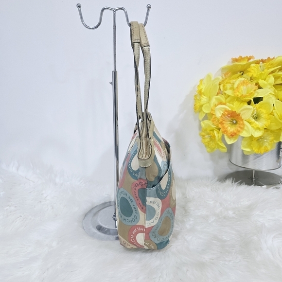 Coach Soho Sateen multicolor Purse Shoulder Hand Bag Polka Dot Logo - Picture 7 of 16